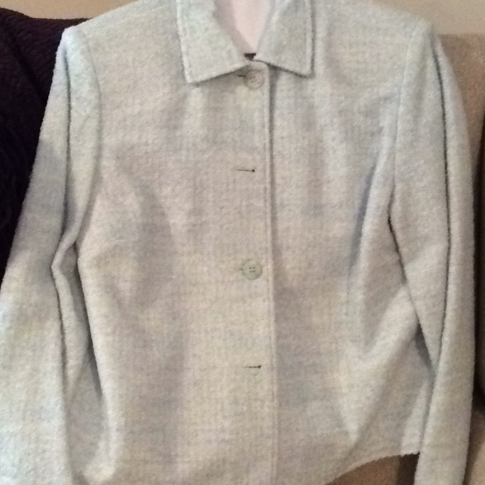 Blue white jacket Blazer size 14 sag harbor Blazer Coat Crop Boucle